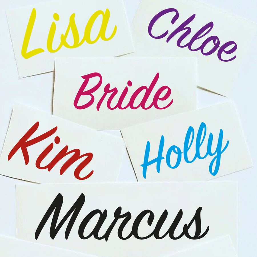 Personalised Name Sign Stickers Words Labels Vinyl Decal Glass School Bottle