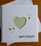 Happy Birthday Card -Spring Green and White Polka Dot Heart Aperture