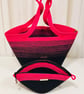Large Ombre Cotton Rope Tote Bag with Matching Cosmetic Pouch – Black & Fuchsia  - Image 2