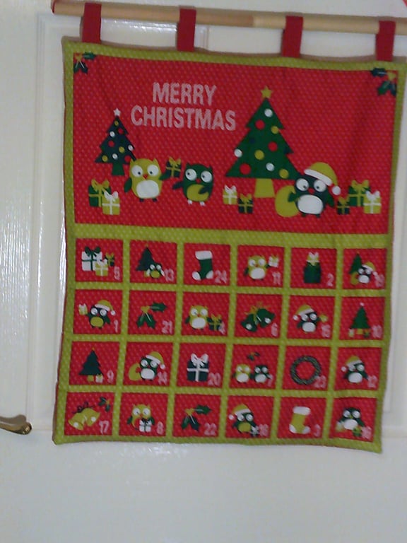 Owls and Christmas Trees Fabric Advent Calendar