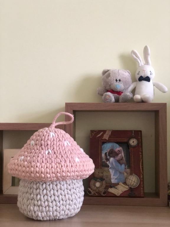 Crochet, Mushroom small basket Christmas gift for children