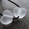 clear frosted hearts, lampwork glass beads