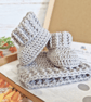 Crochet Baby Beanie and Booties Set in Silver 0-3 Months - Image 2
