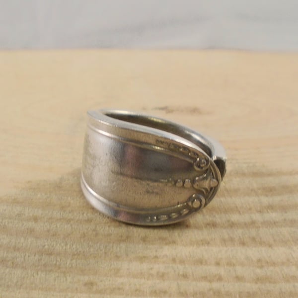 Upcycled Silver Plated Dots Spoon Handle Ring