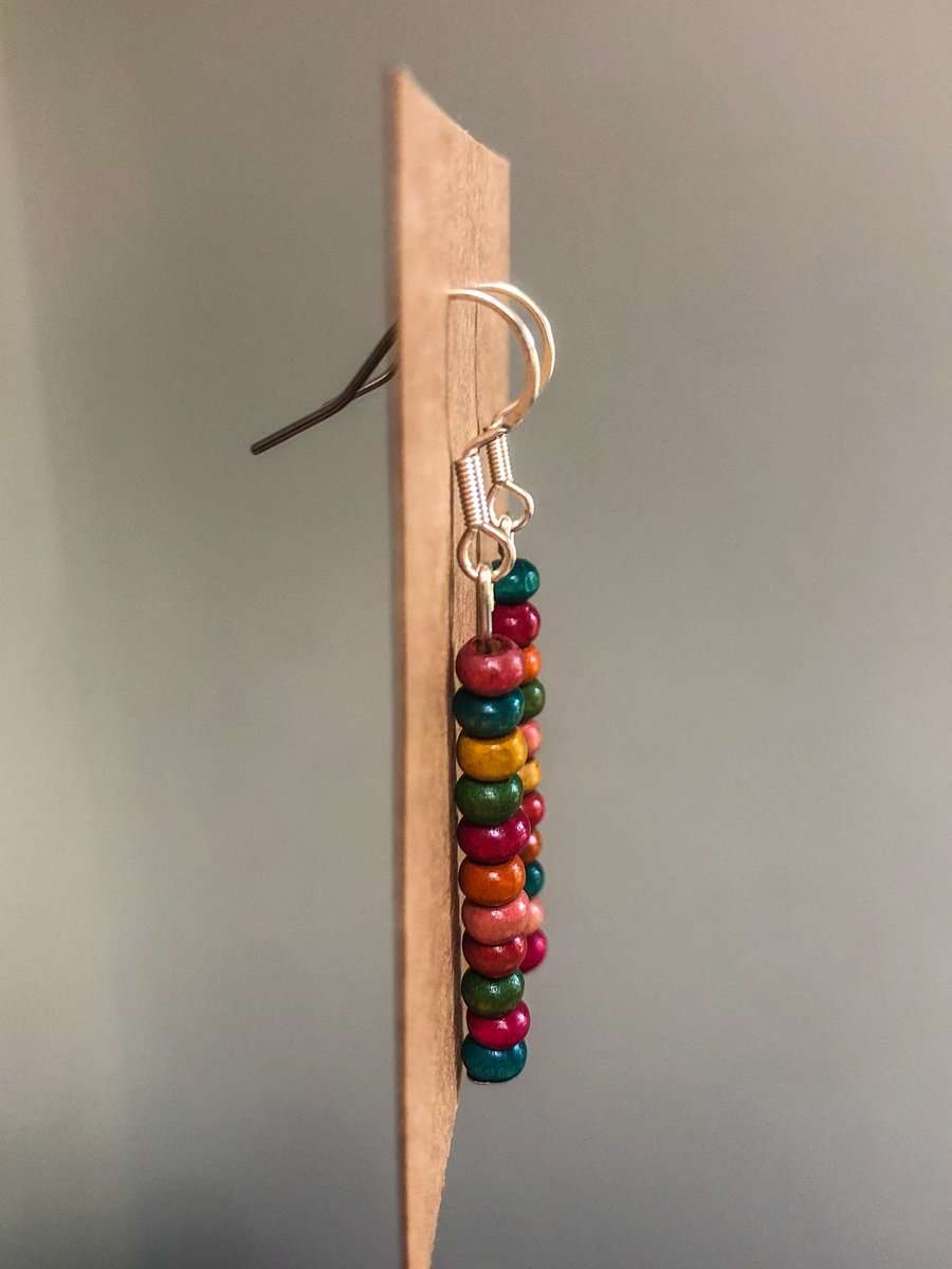 Wooden beaded earrings