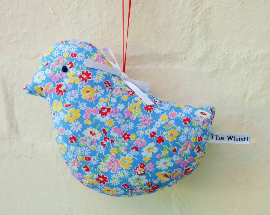 SALE Lavender Bird Sachet in Blue Floral Fabric, Scented Sachets, Decorations