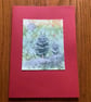 Hand painted Yule Christmas Card 'Red Stars at Night'