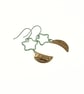 Earrings, Sterling Silver Star and Copper Moon Dropper Earrings - Image 5