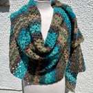 Rectangular lace wrap shawl or oversized scarf in soft merino wool 