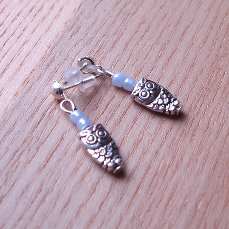 Teeny Owl Charm Stud Earrings