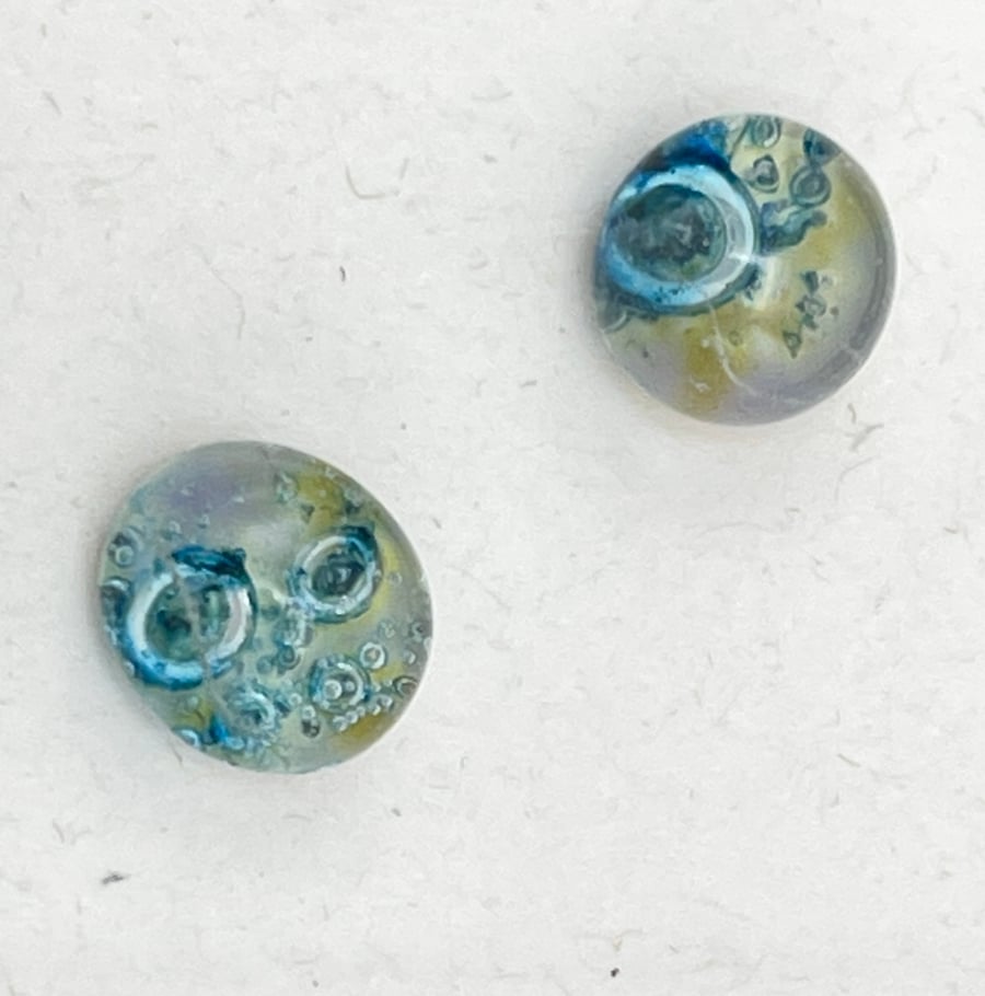 Fused Glass Bubble Stud Earrings