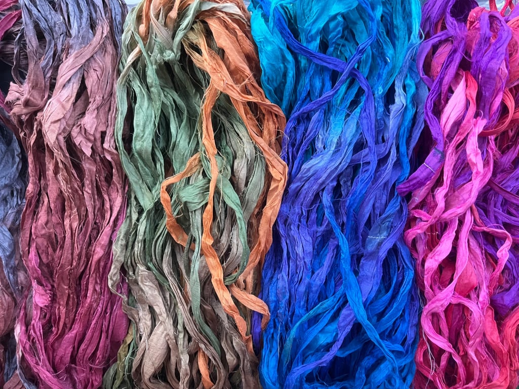 Tie Dyed Silk Ribbon 5 x 3 metre lengths