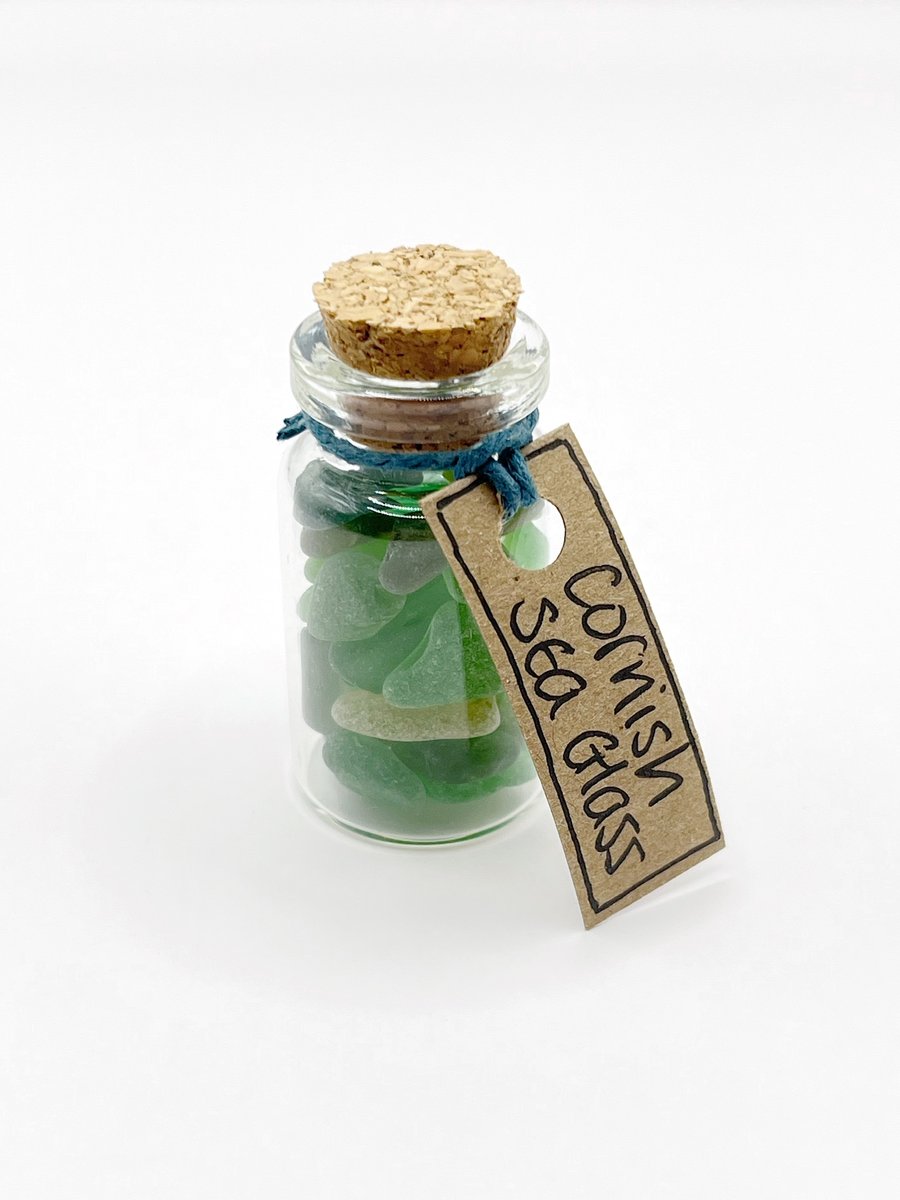 Tiny Bottle of Cornish Sea Glass - Green