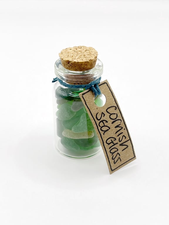 Tiny Bottle of Cornish Sea Glass - Green