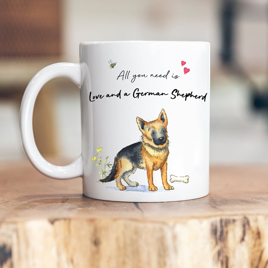 Love and a German Shepherd Ceramic Mug