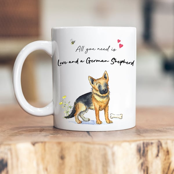 Love and a German Shepherd Ceramic Mug