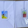 2 pack handmade fused glass keepsake cards 