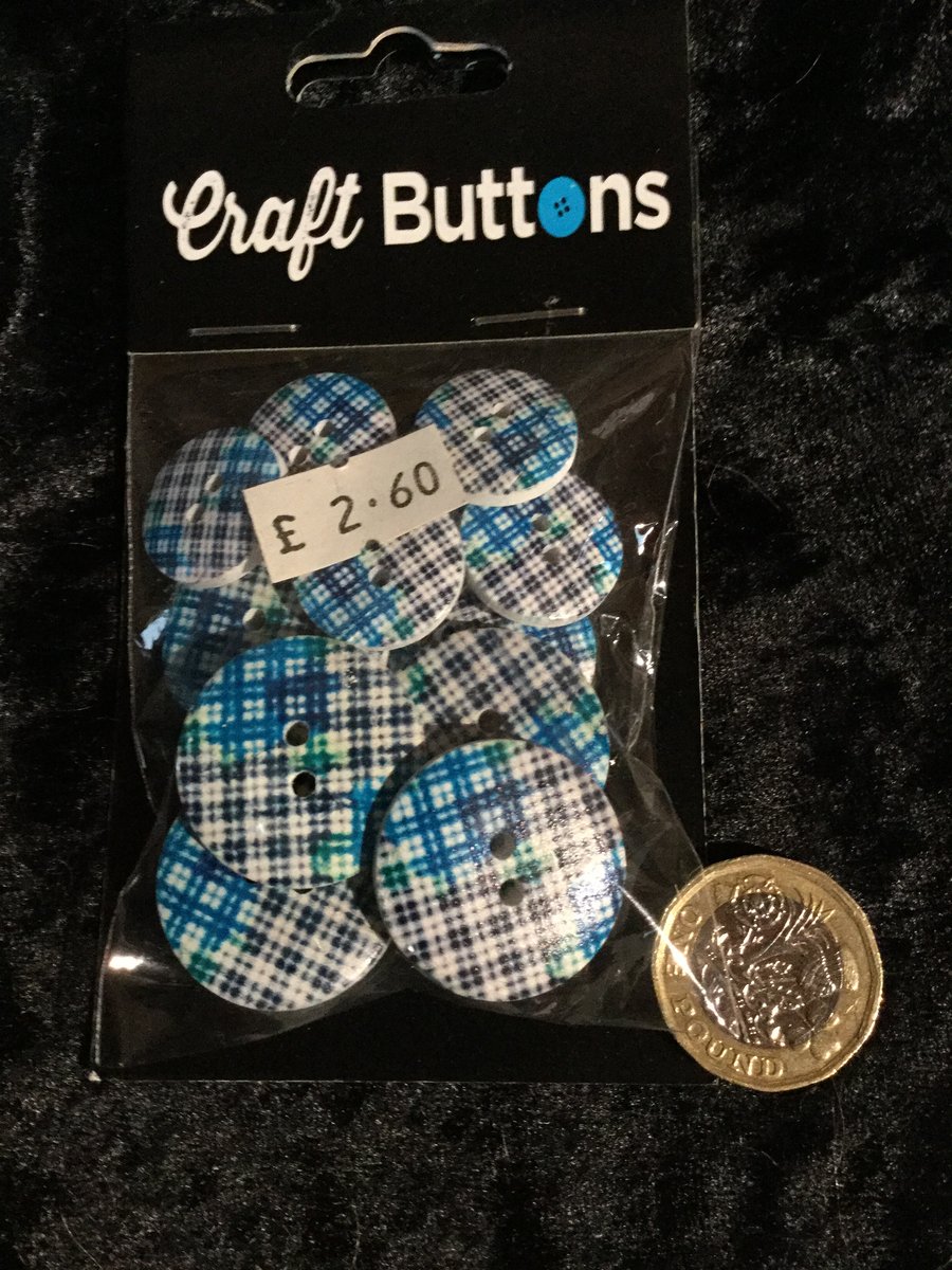 Craft Buttons Blue Tartan (N.30)