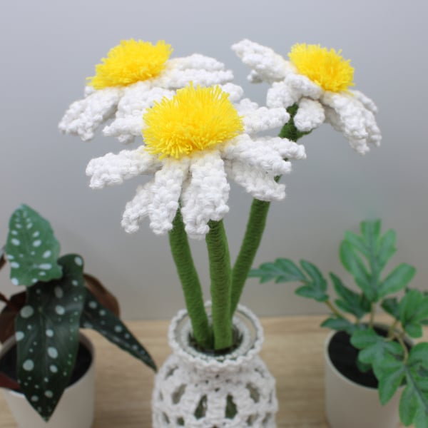 single stem macrame daisy forever flowers
