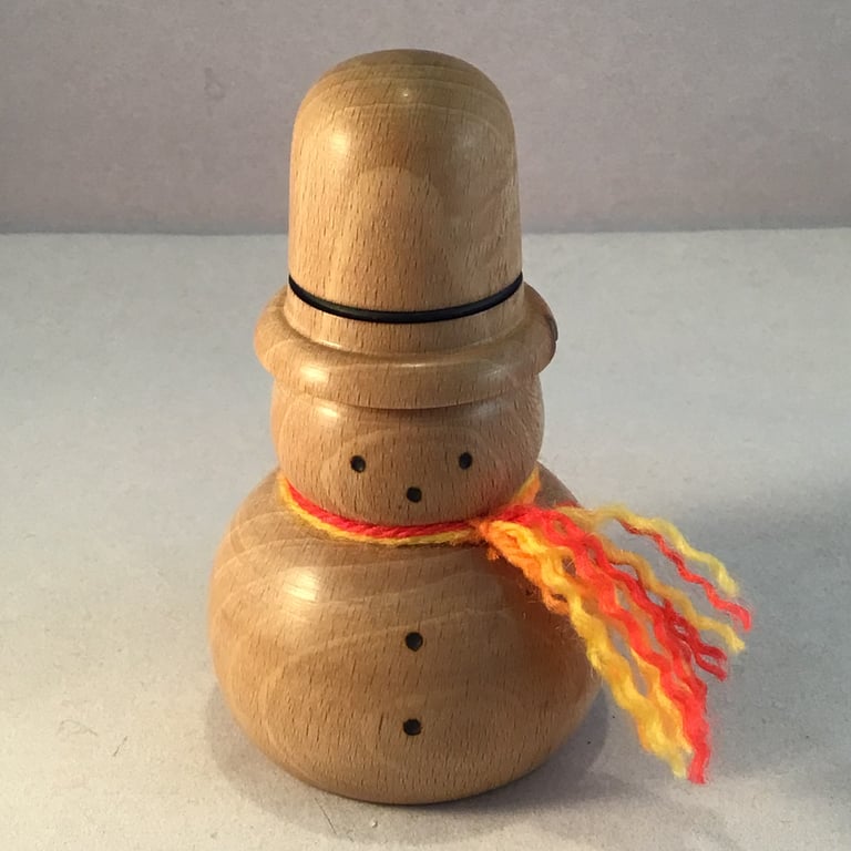 Natural wood snowman