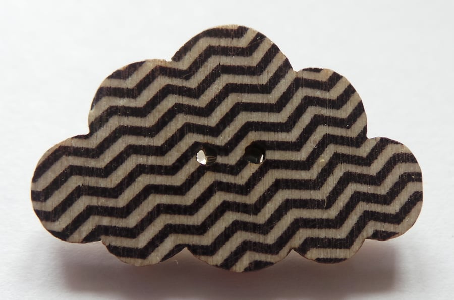 SALE Cloud wooden button brooches -  9 different designs polka dot