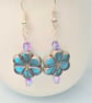 Hawaiian ocean blue flower earrings - Image 1
