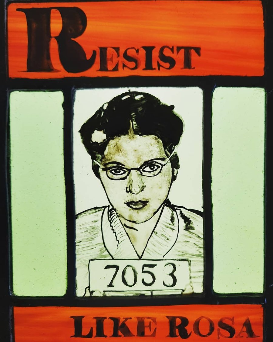 Contemporary Stained Glass - Resist Like Rosa 