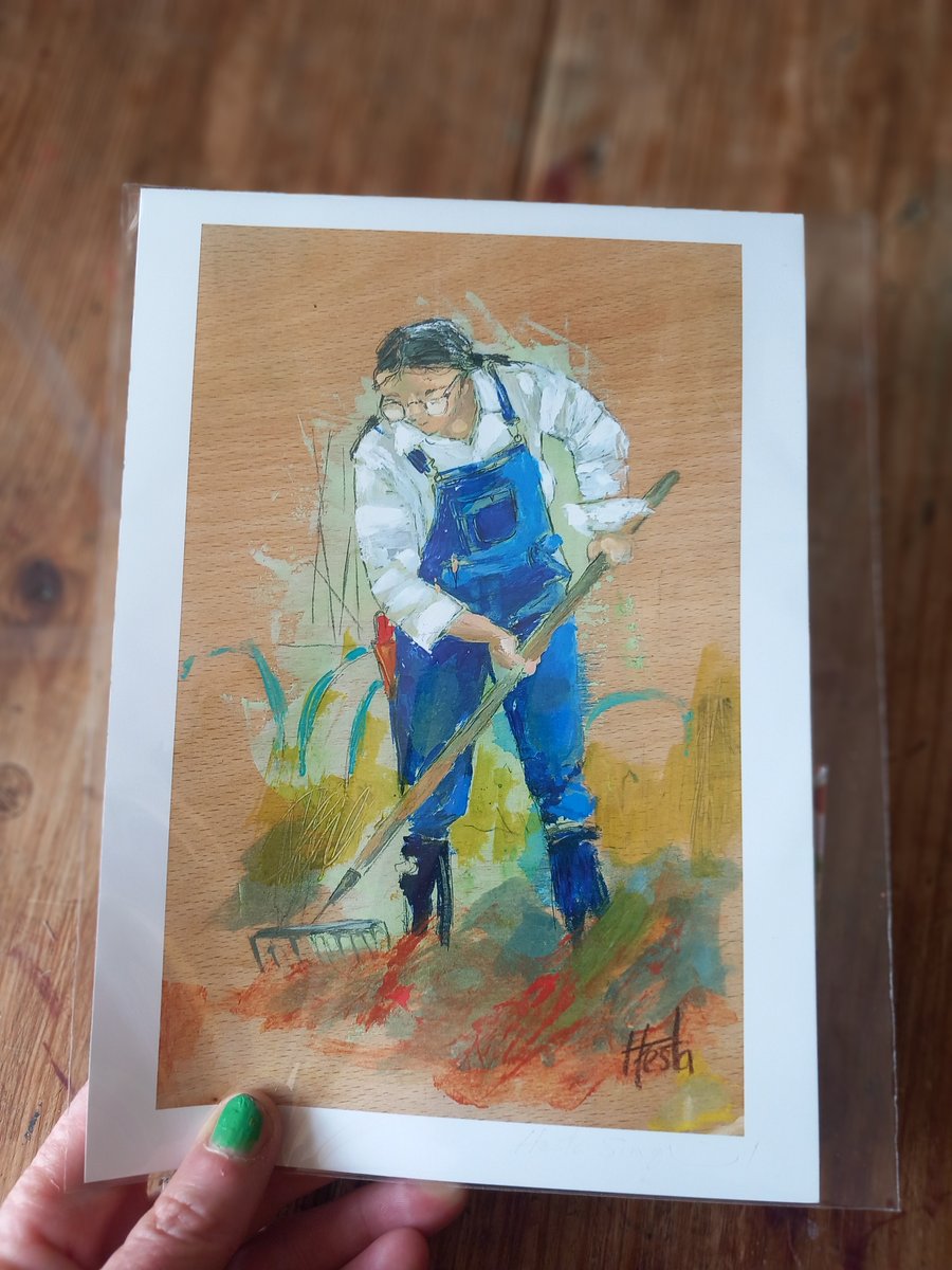 Gardening girl , or flower grower a5 print