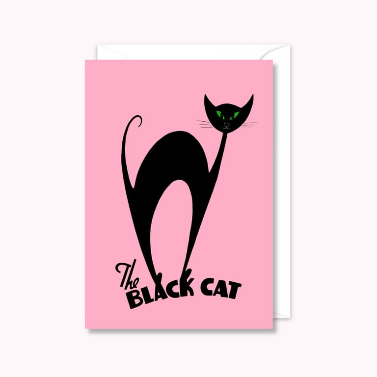 Atomic Black Cat Greeting Card: Good Luck Card (107)