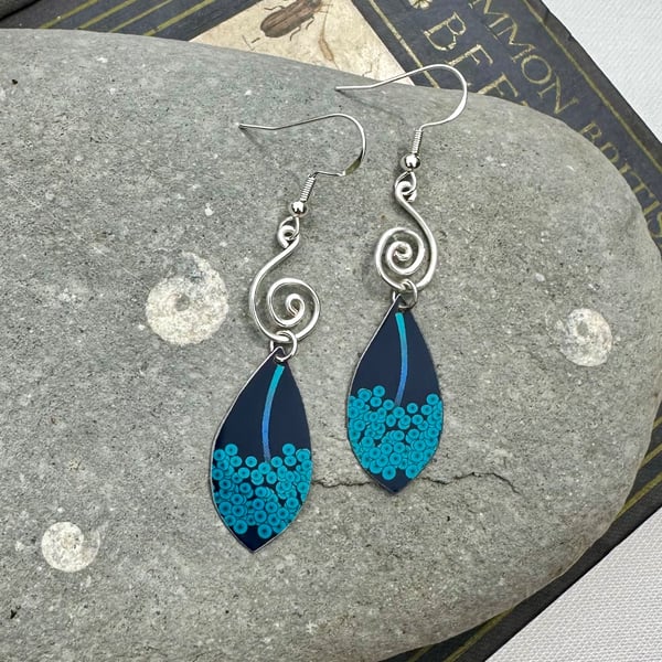 Recycled tin and silver earrings 