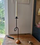 Single Metal Candle Holder Satin Black and Orange