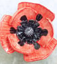 Oriental Poppy Ceramic Ornament - Handmade - Image 1