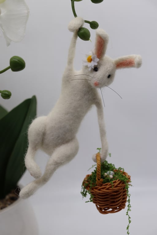 Needle felted Easter Bunny Hanging decoration