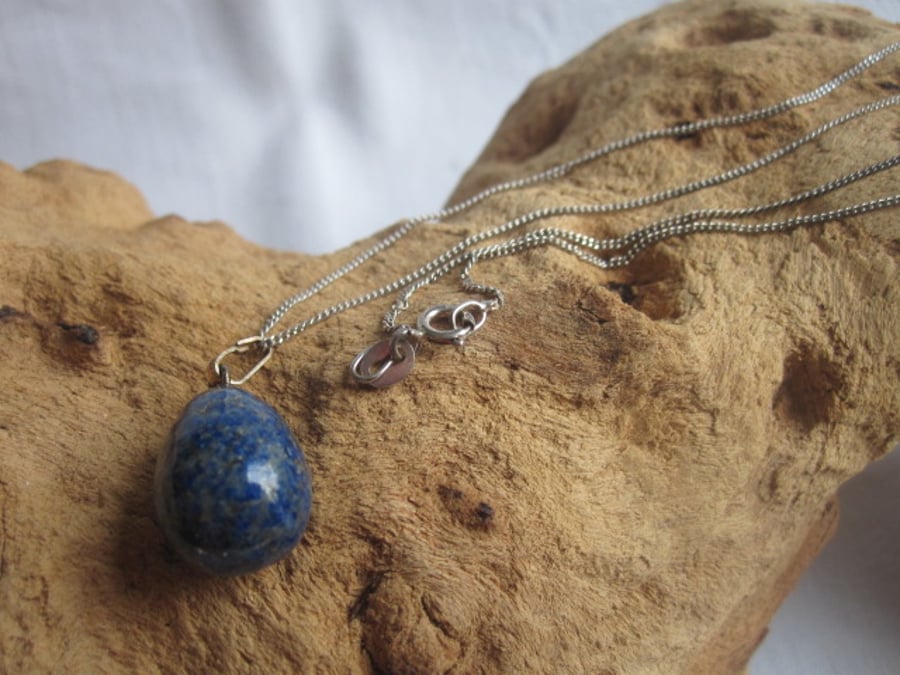 Lapis Lazuli Pendant on Sterling Silver Chain