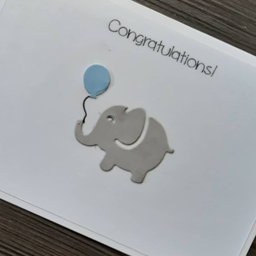 Elephants, sweet little elephant new baby card