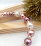 Pearl Bracelet - Pink Pearl Bracelet with Preciosa Crystal Diamante Rondelles - Image 4