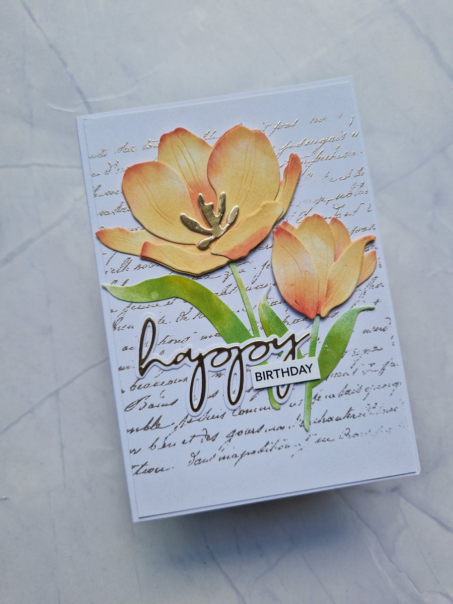 Orange tulip birthday card