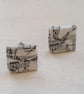Handmade Origami Cufflinks, Recycled Vintage Sheet Music, Gift for musician