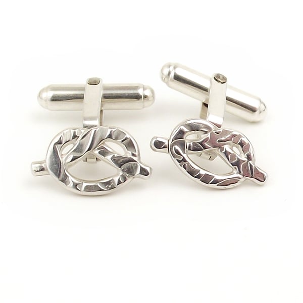 Textured silver knot cufflinks, wedding jewellery, handmade, contemporary