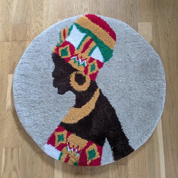 African Kente Woman Rug