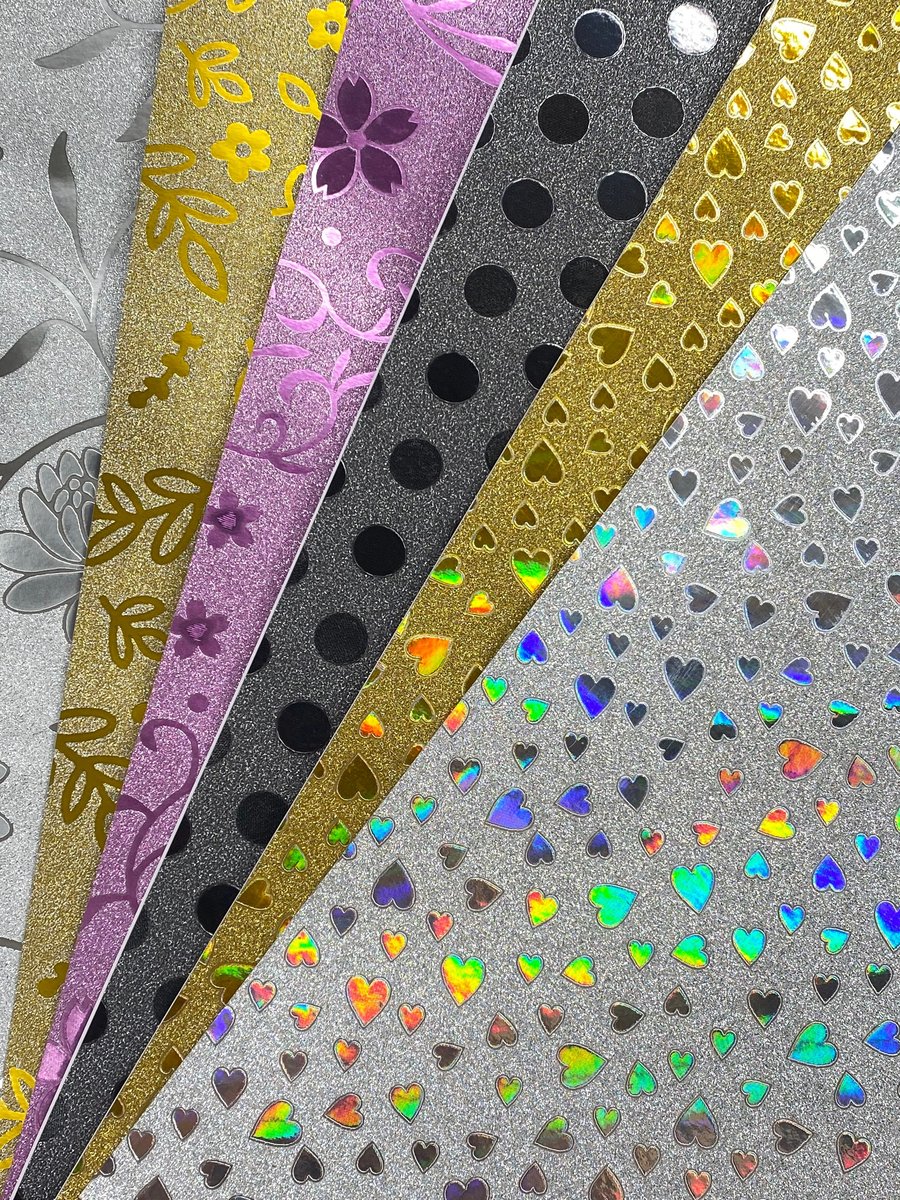 12 x A4 Sheets Multi Pack Sparkly Self Adhesive Glitter Paper Non Shed 80gsm 6 D