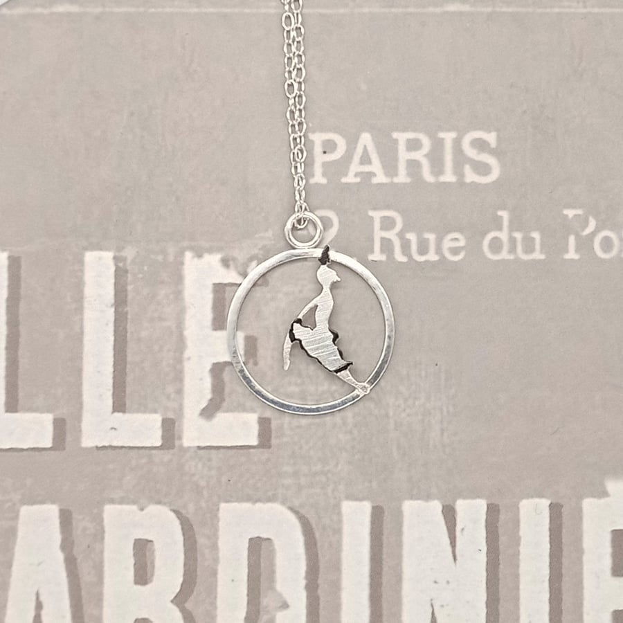 Dancer in Paris necklace, gifts for her, quirky jewellery, silver pendant