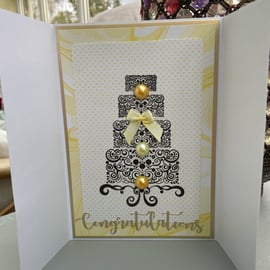 Luxury gate fold Wedding cake Wedding anniversay or wedding card