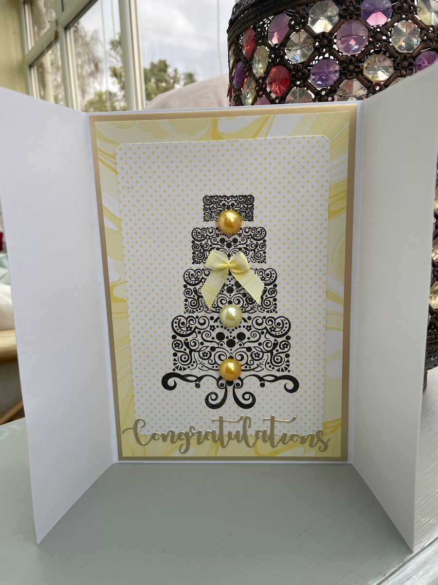 Luxury gate fold Wedding cake Wedding anniversay or wedding card