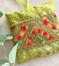 Handmade lavender bag with batik and embroidered trim, scented gift