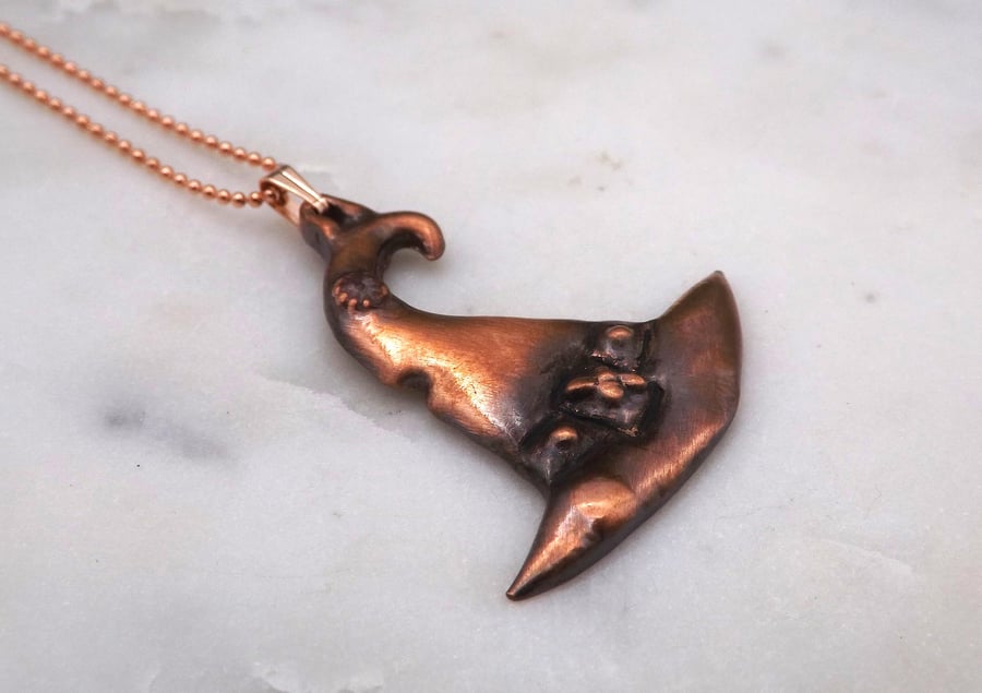 Recycled Copper Witches Hat with a Little Bee Pendant Necklace.