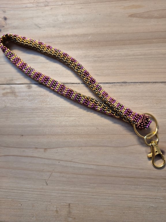 Bead embroidered key or bag charm