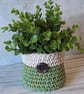 Crochet container, plant pot cover, new home gift, desk tidy, recycled