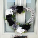 Heart wreath for front door, indoor wreath, year round wreath, new home gift, ho