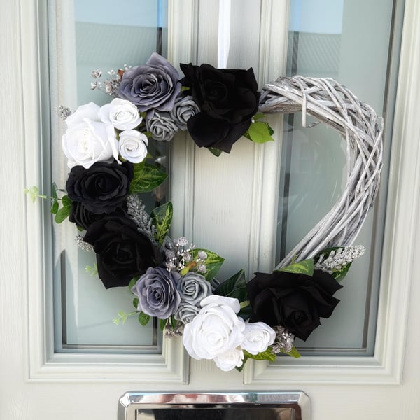 Heart wreath for front door, indoor wreath, year round wreath, new home gift, ho